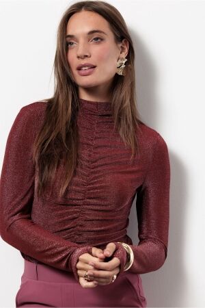 Studio Anneloes Studio Anneloes pepper glitter top 13382 T-shirt Lange mouw 4538 vintage berry/blackberry