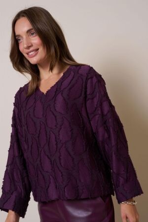 Studio Anneloes Studio Anneloes madison jacquard top 13364 T-shirt Lange mouw 3800 blackberry