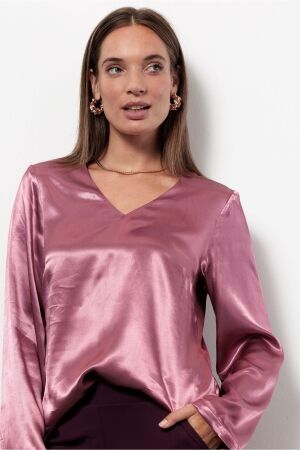 Studio Anneloes Studio Anneloes madison satin top 13368 T-shirt Lange mouw 4500 vintage berry