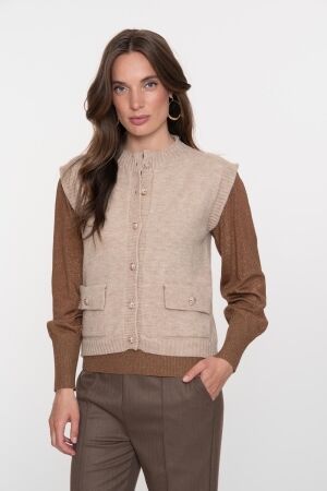 Geisha Geisha gilet with pockets 54875-70 Gilets 720 sand