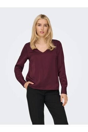 Only Only onlmika vis satin l/s jew v-neck top wvn T-shirt Lange mouw decadent chocolate