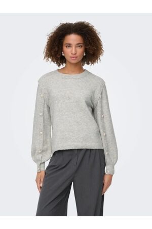 Only Only onlrene life ls button o-neck cs knt Trui light grey melange