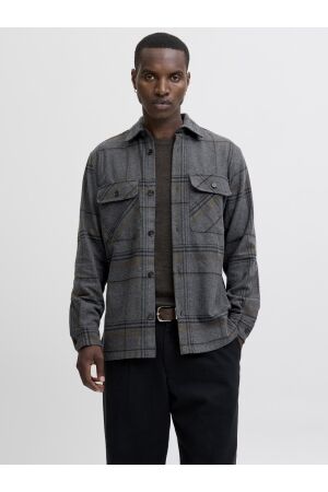J&J Premium J&J Premium jprrayle melange check l/s overshirt sn Overshirt dark grey