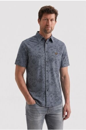 PME Legend PME Legend skynight s/s aop desert flower on ctn jersey pique Overhemd 5052 bijou blue