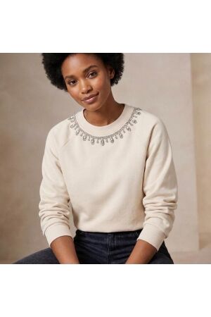 Only Only onljett l/s o-neck emb. box swt 15355912 Sweater 4856683 birch embellishment