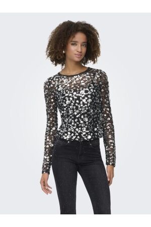 Only Only onlpalema ls lace sequin top wvn T-shirt Lange mouw silver