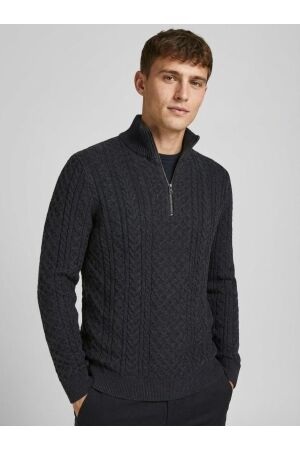 Jack & Jones Jack & Jones jprblusean knit cable half zip sn Trui dark navy